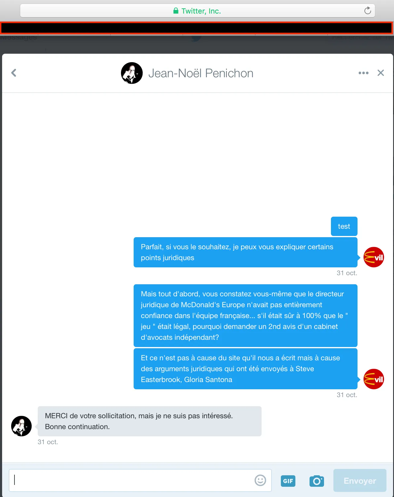 Réponse de Penichon en message privé — pas intéressé pour en savoir plus